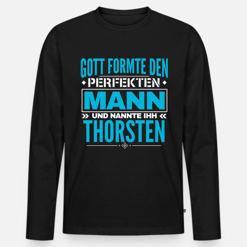 Thorsten Name Design - Männer Premium Bio Langarmshirt - Schwarz
