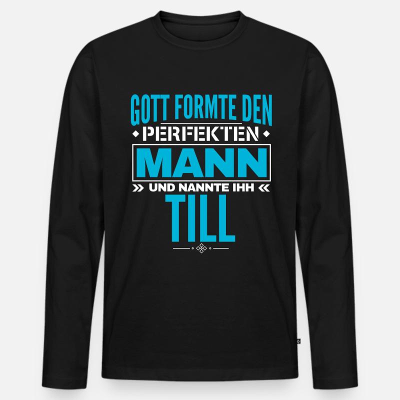 Till Name Design - Männer Premium Bio Langarmshirt - Schwarz