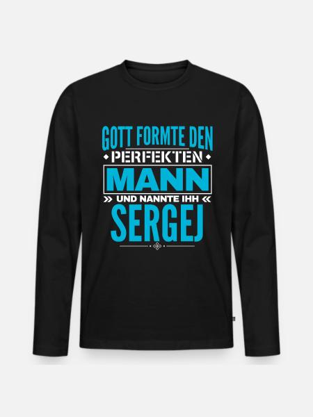 Sergej Name Design - Männer Premium Bio Langarmshirt - Schwarz