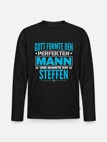 Steffen Name Design - Männer Premium Bio Langarmshirt - Schwarz