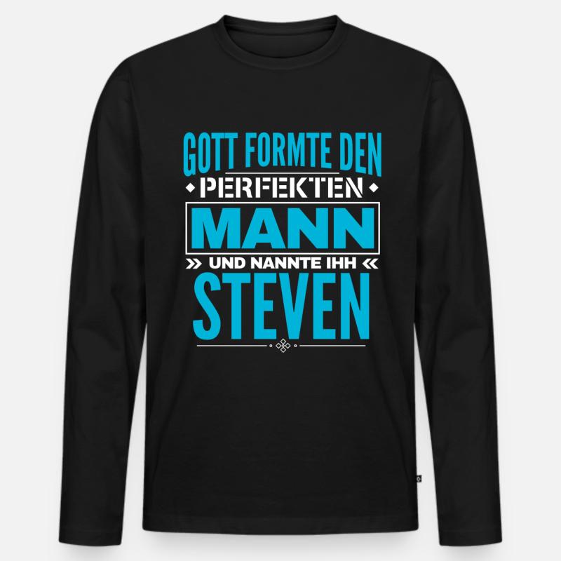 Steven Name Design - Männer Premium Bio Langarmshirt - Schwarz