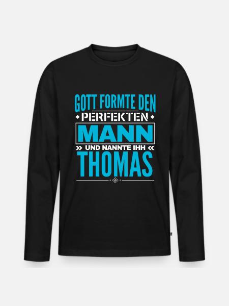 Thomas Name Design - Männer Premium Bio Langarmshirt - Schwarz