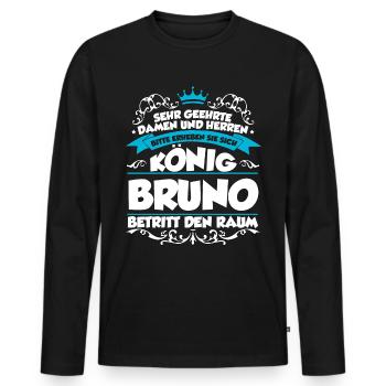Bruno Name Design - Männer Premium Bio Langarmshirt - Schwarz - Vorne - Nico (187cm)
