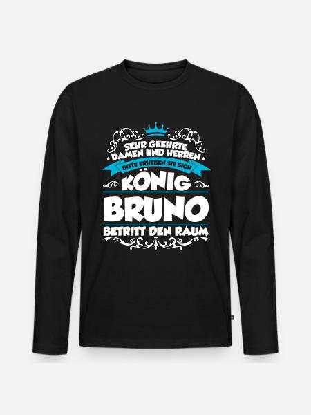 Bruno Name Design - Männer Premium Bio Langarmshirt - Schwarz