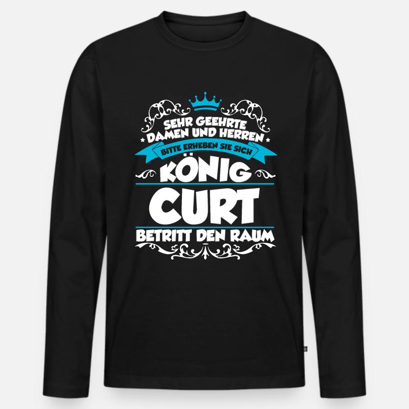 Curt Name Design - Männer Premium Bio Langarmshirt - Schwarz
