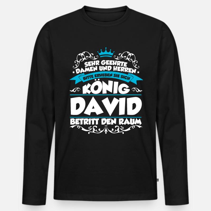 David Name Design - Männer Premium Bio Langarmshirt - Schwarz