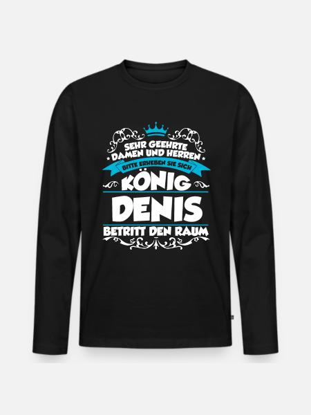 Denis Name Design - Männer Premium Bio Langarmshirt - Schwarz