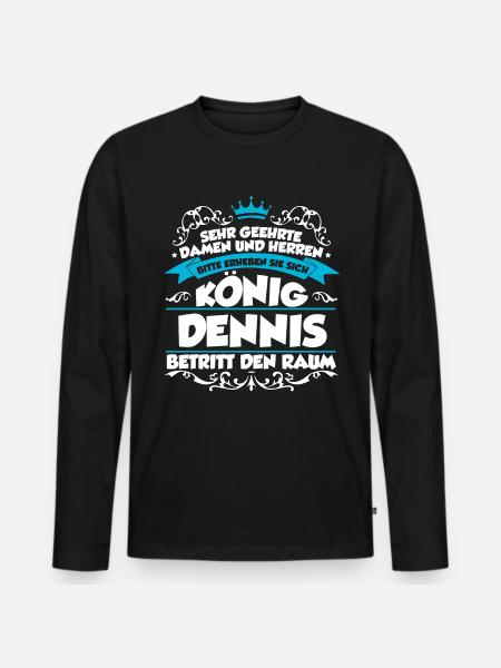 Dennis Name Design - Männer Premium Bio Langarmshirt - Schwarz