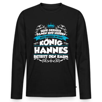 Hannes Name Design - Männer Premium Bio Langarmshirt - Schwarz - Vorne - Nico (187cm)