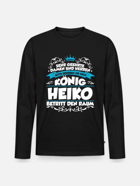 Heiko Name Design - Männer Premium Bio Langarmshirt - Schwarz