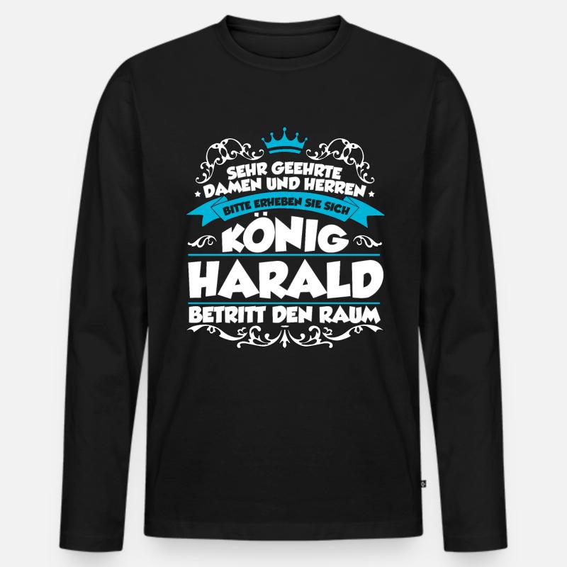 Harald Name Design - Männer Premium Bio Langarmshirt - Schwarz