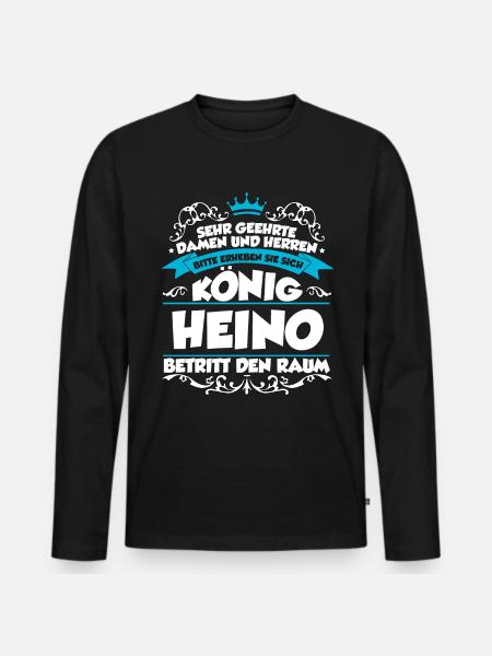 Heino Name Design - Männer Premium Bio Langarmshirt - Schwarz