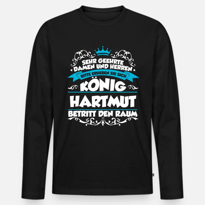 Hartmut Name Design - Männer Premium Bio Langarmshirt - Schwarz