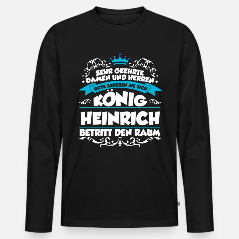 Heinrich Name Design - Männer Premium Bio Langarmshirt - Schwarz