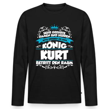 Kurt Name Design - Männer Premium Bio Langarmshirt - Schwarz - Vorne - Nico (187cm)