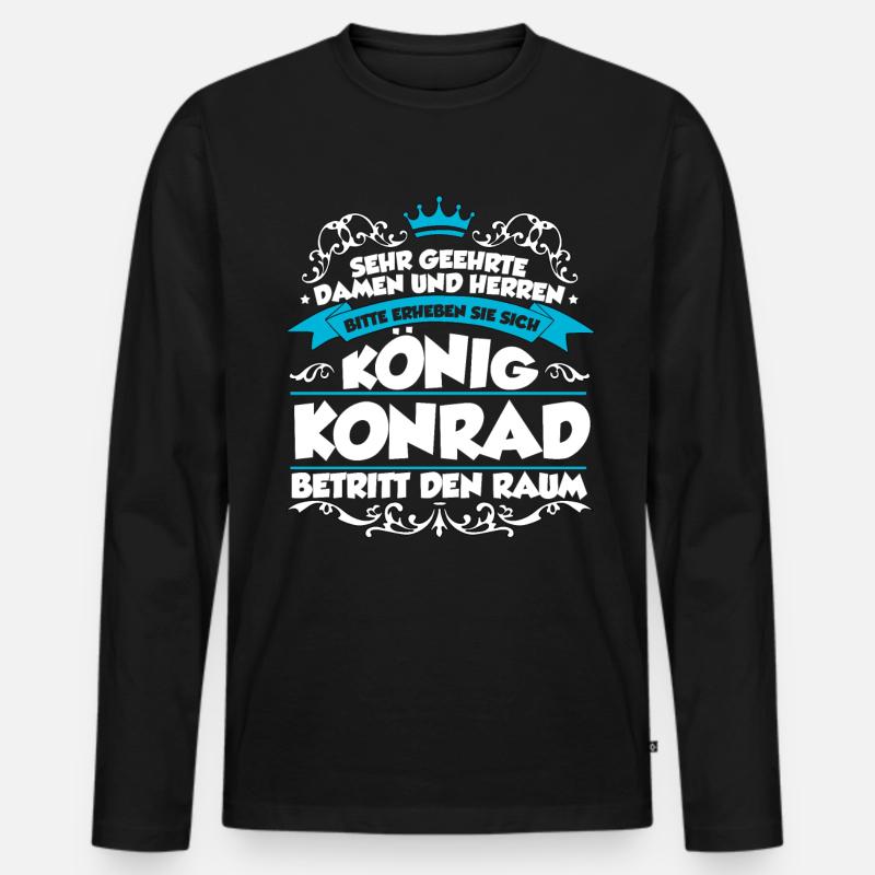 Konrad Name Design - Männer Premium Bio Langarmshirt - Schwarz