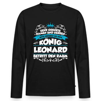 Leonard Name Design - Männer Premium Bio Langarmshirt - Schwarz - Vorne - Nico (187cm)