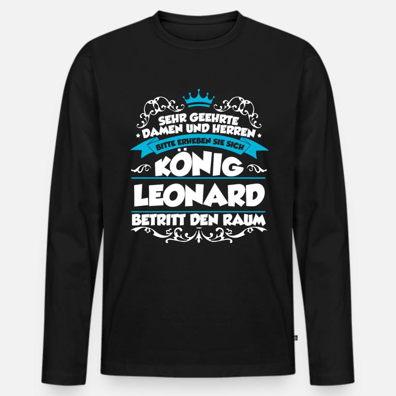 Leonard Name Design - Männer Premium Bio Langarmshirt - Schwarz