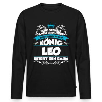 Leo Name Design - Männer Premium Bio Langarmshirt - Schwarz - Vorne - Nico (187cm)