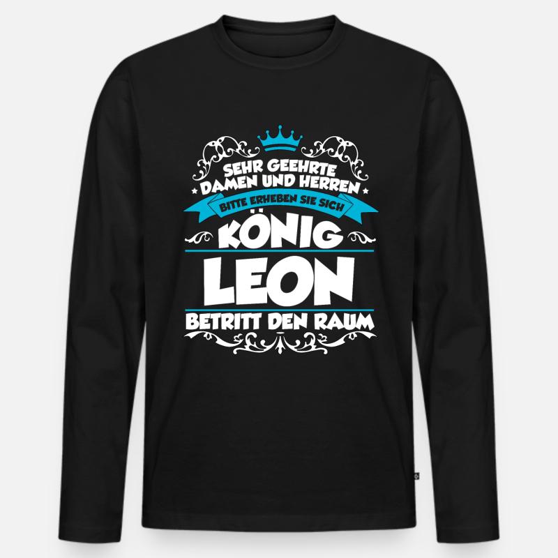 Leon Name Design - Männer Premium Bio Langarmshirt - Schwarz