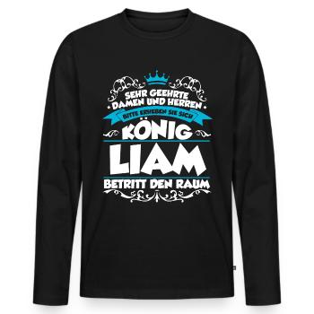 Liam Name Design - Männer Premium Bio Langarmshirt - Schwarz - Vorne - Nico (187cm)