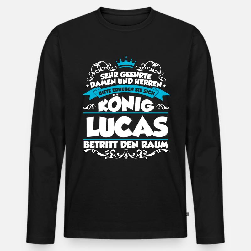 Lucas Name Design - Männer Premium Bio Langarmshirt - Schwarz