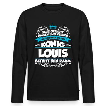 Louis Name Design - Männer Premium Bio Langarmshirt - Schwarz - Vorne - Nico (187cm)