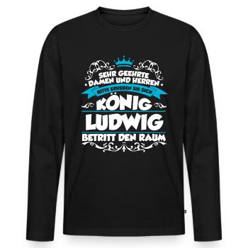 Ludwig Name Design - Männer Premium Bio Langarmshirt - Schwarz - Vorne - Nico (187cm)