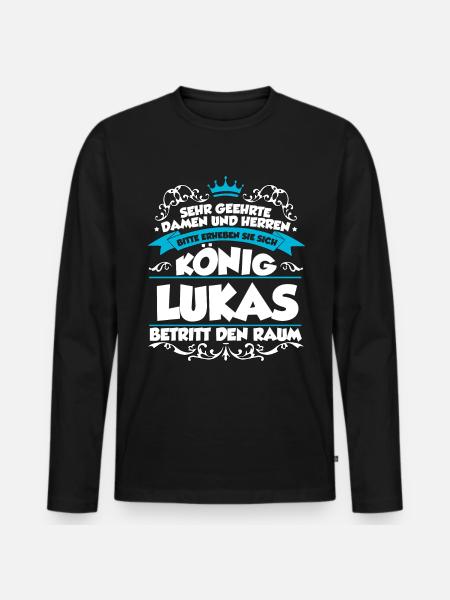 Lukas Name Design - Männer Premium Bio Langarmshirt - Schwarz