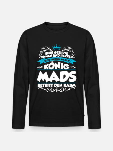 Mads Name Design - Männer Premium Bio Langarmshirt - Schwarz