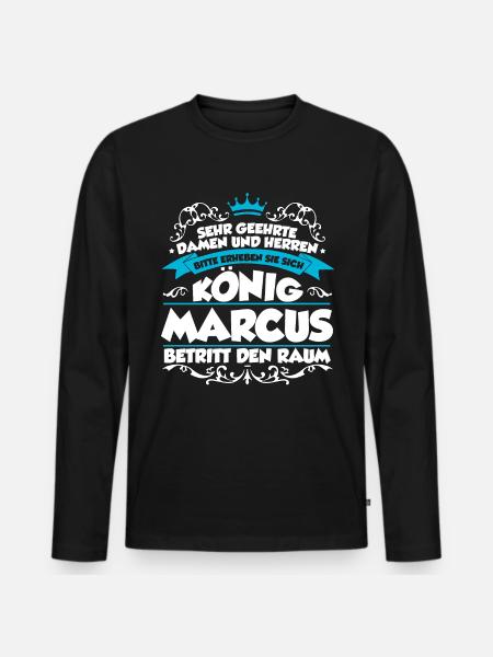 Marcus Name Design - Männer Premium Bio Langarmshirt - Schwarz