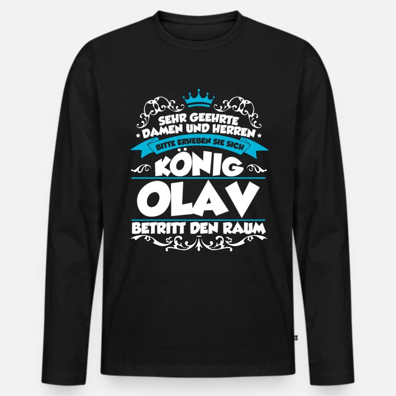 Olav Name Design - Männer Premium Bio Langarmshirt - Schwarz