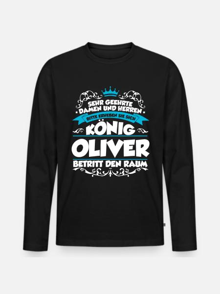 Oliver Name Design - Männer Premium Bio Langarmshirt - Schwarz