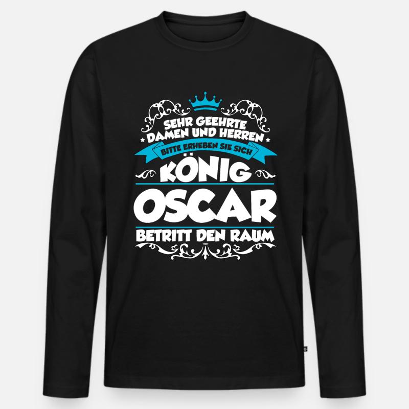 Oscar Name Design - Männer Premium Bio Langarmshirt - Schwarz