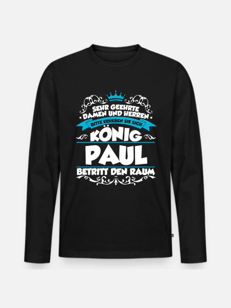 Paul Name Design - Männer Premium Bio Langarmshirt - Schwarz