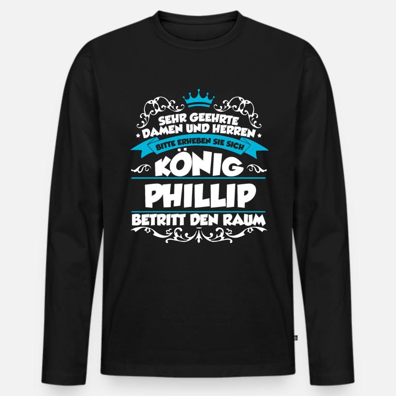 Phillip Name Design - Männer Premium Bio Langarmshirt - Schwarz