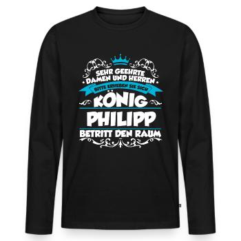 Philipp Name Design - Männer Premium Bio Langarmshirt - Schwarz - Vorne - Nico (187cm)