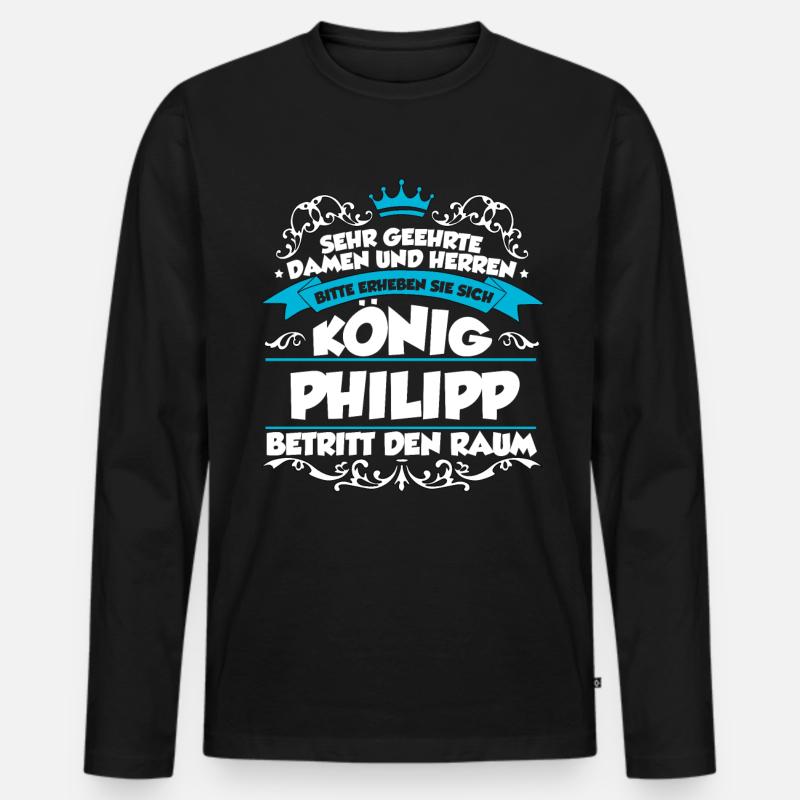 Philipp Name Design - Männer Premium Bio Langarmshirt - Schwarz