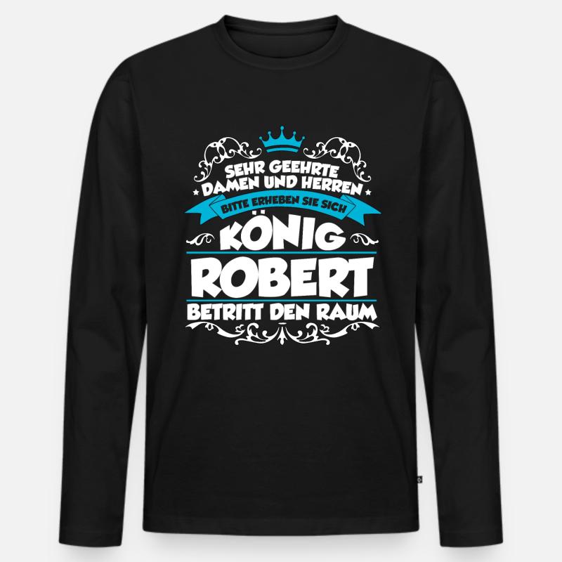 Robert Name Design - Männer Premium Bio Langarmshirt - Schwarz