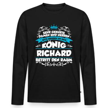 Richard Name Design - Männer Premium Bio Langarmshirt - Schwarz - Vorne - Nico (187cm)