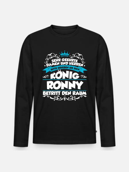 Ronny Name Design - Männer Premium Bio Langarmshirt - Schwarz