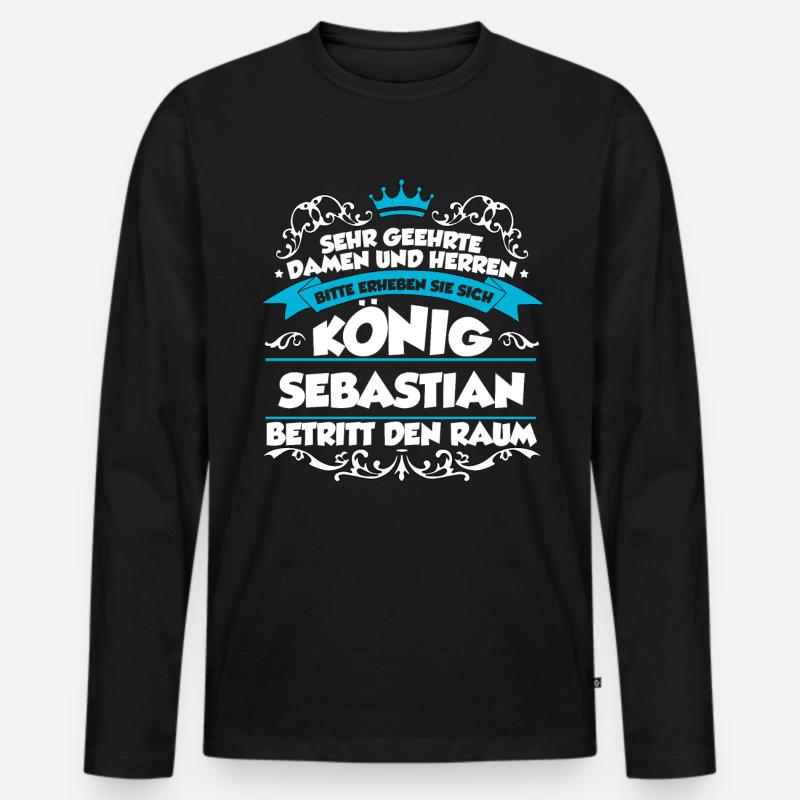 Sebastian Name Design - Männer Premium Bio Langarmshirt - Schwarz