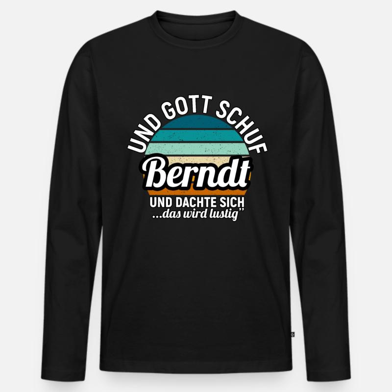 Björn - Männer Premium Bio Langarmshirt - Schwarz