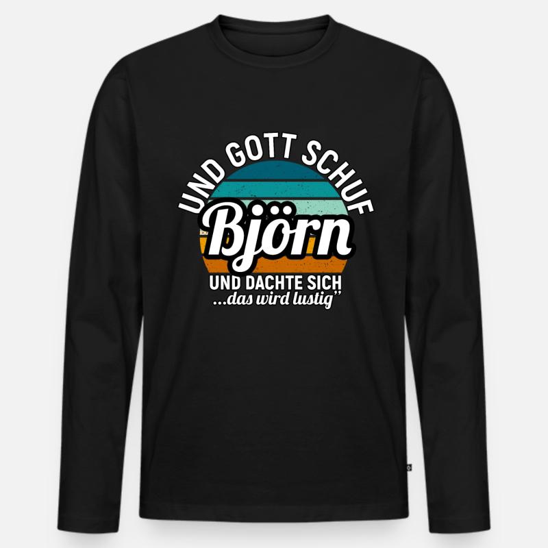 Boris - Männer Premium Bio Langarmshirt - Schwarz
