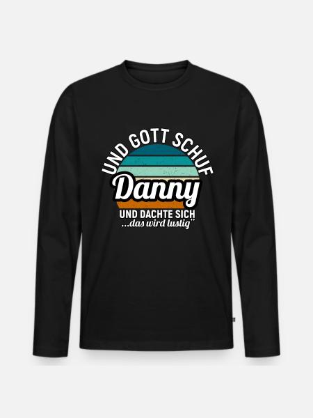 Denis - Männer Premium Bio Langarmshirt - Schwarz