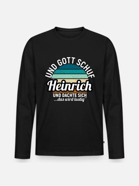 Heinrich - Männer Premium Bio Langarmshirt - Schwarz