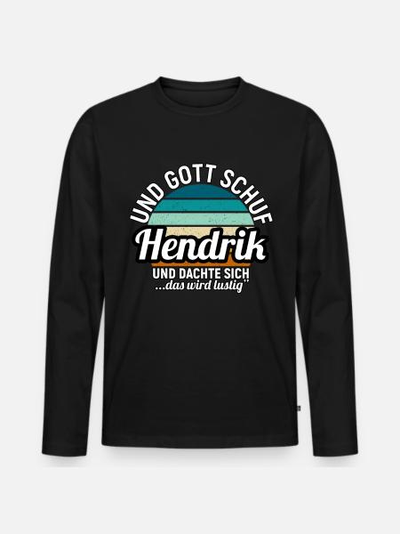 Hendrik - Männer Premium Bio Langarmshirt - Schwarz