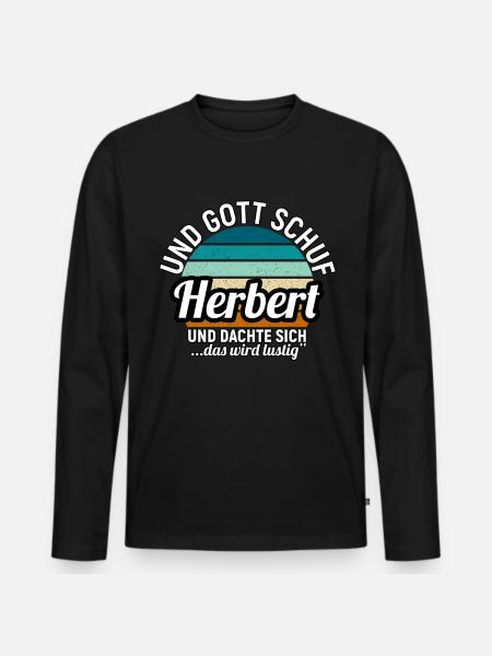 Herbert - Männer Premium Bio Langarmshirt - Schwarz