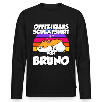 Offizielles Schlafshirt Von Bruno - Männer Premium Bio Langarmshirt - Schwarz - Vorne - Nico (187cm)