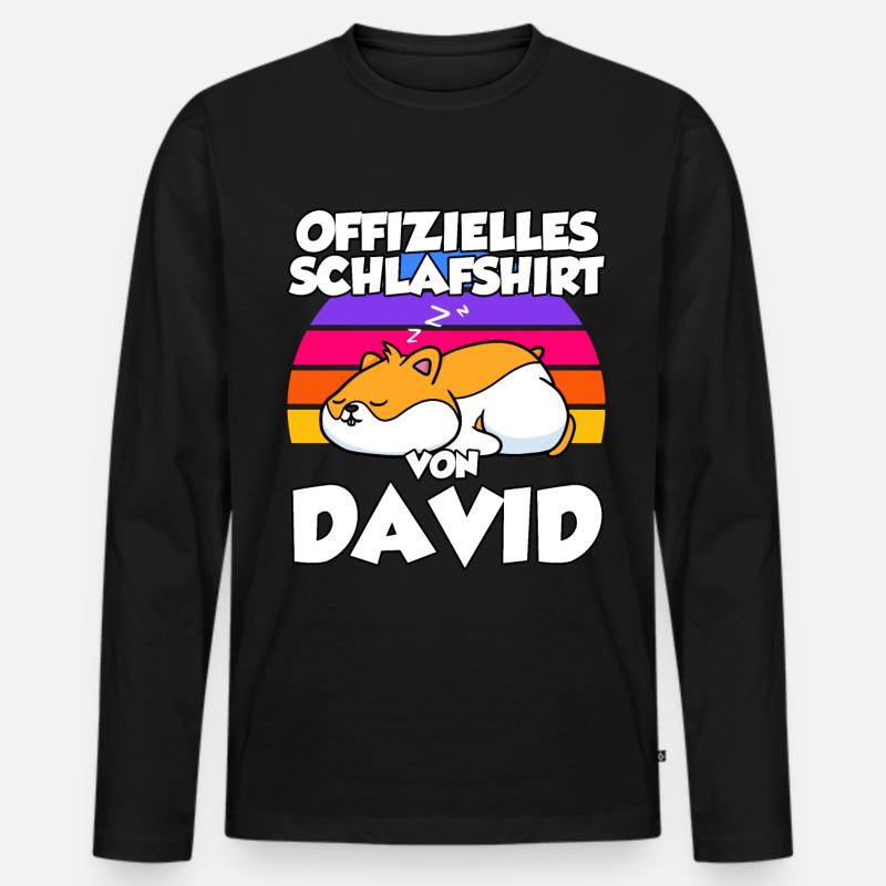 Offizielles Schlafshirt Von David - Männer Premium Bio Langarmshirt - Schwarz